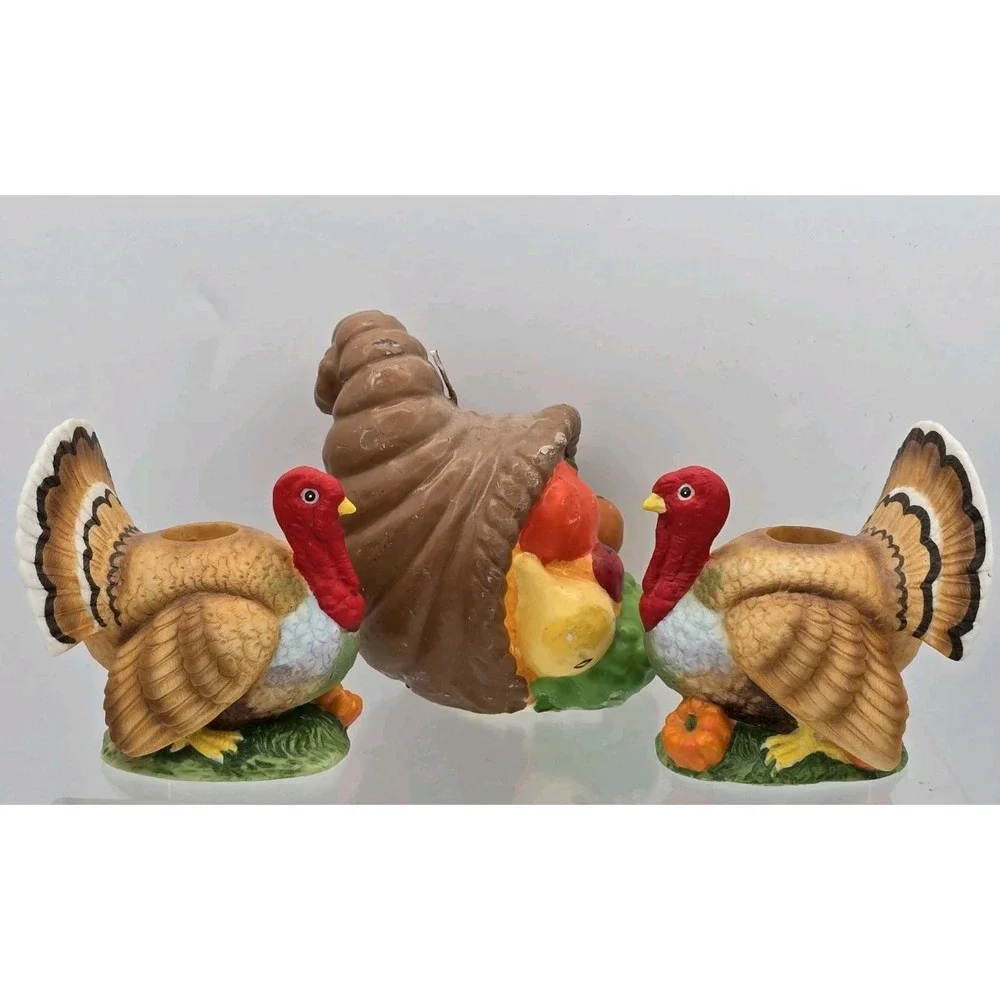 3 Lot VTG Cornucopia Thanksgiving Candle 4